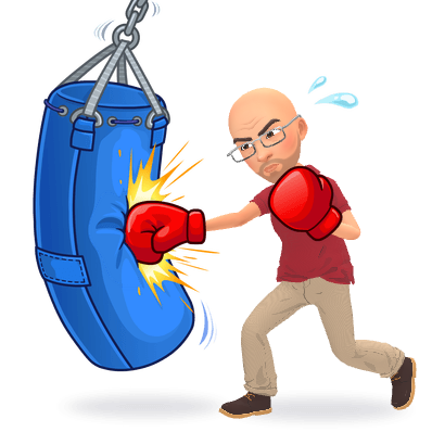 Arnold punching a bag